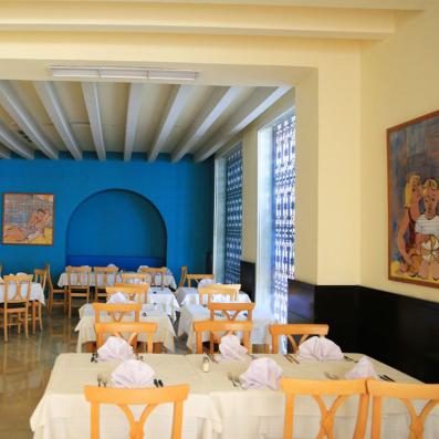 restaurant mur bleu
